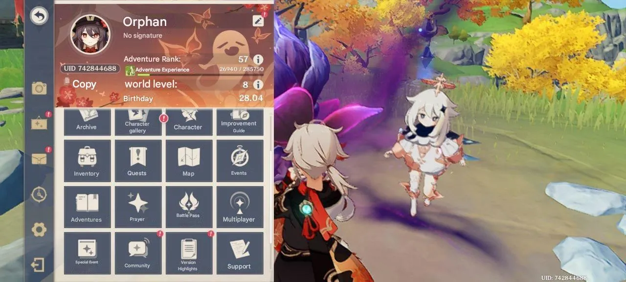 GI1403 57 Adventure Rank | World Level 8|  Hu Tao, Kazuha, Xiao, Zhongli, Klee, Nahida 